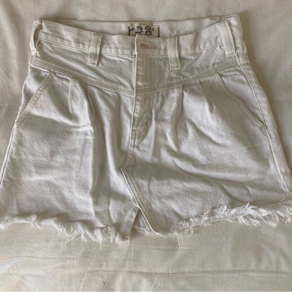 Free People white denim skirt